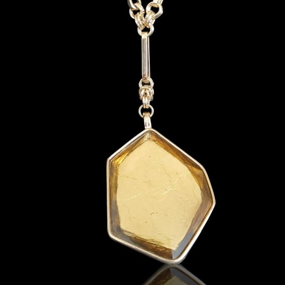 Amber Lucite Gold Plated Necklace - Picture 5 of 6